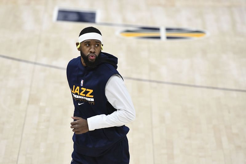 Forward Royce O'Neale warms up for the Utah Jazz.